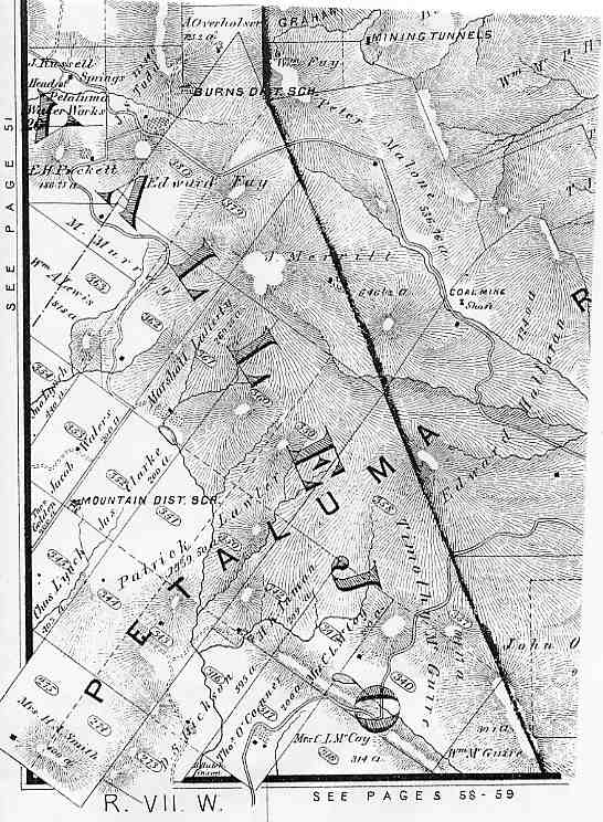 1877 map of Lafferty Ranch on Sonoma Mountain